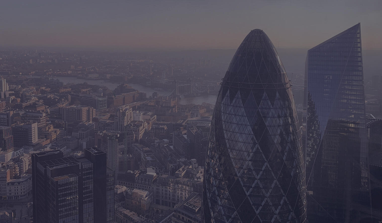 London skyline featuring top of gherkin.
