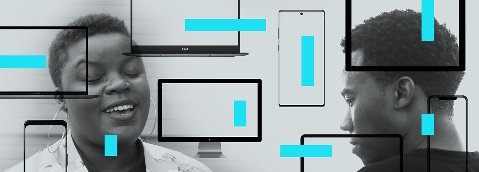 Photo illustration with woman, eyes closed, and man from side for STEM article.